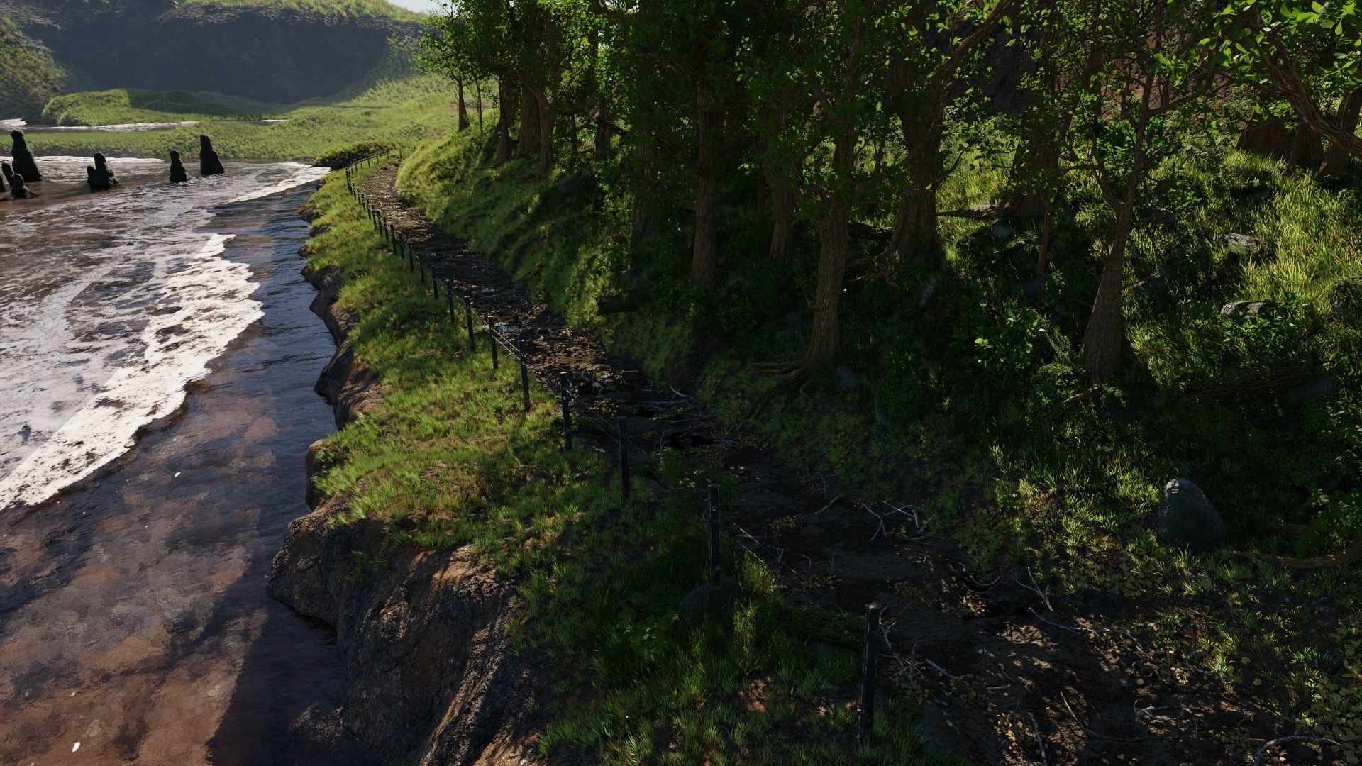 Path Near Ocean Scene 3D model_4