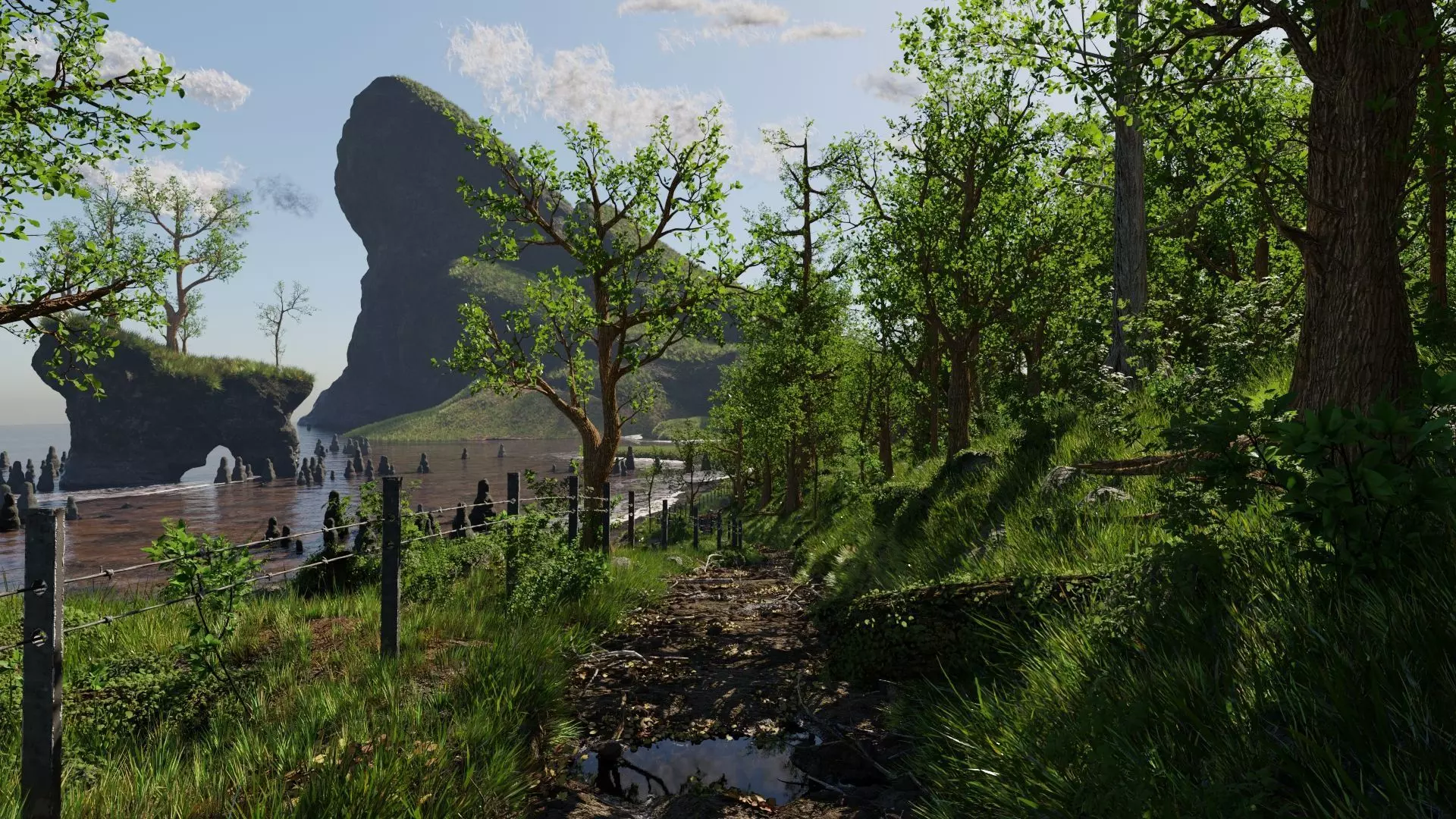 Path Near Ocean Scene 3D model_0