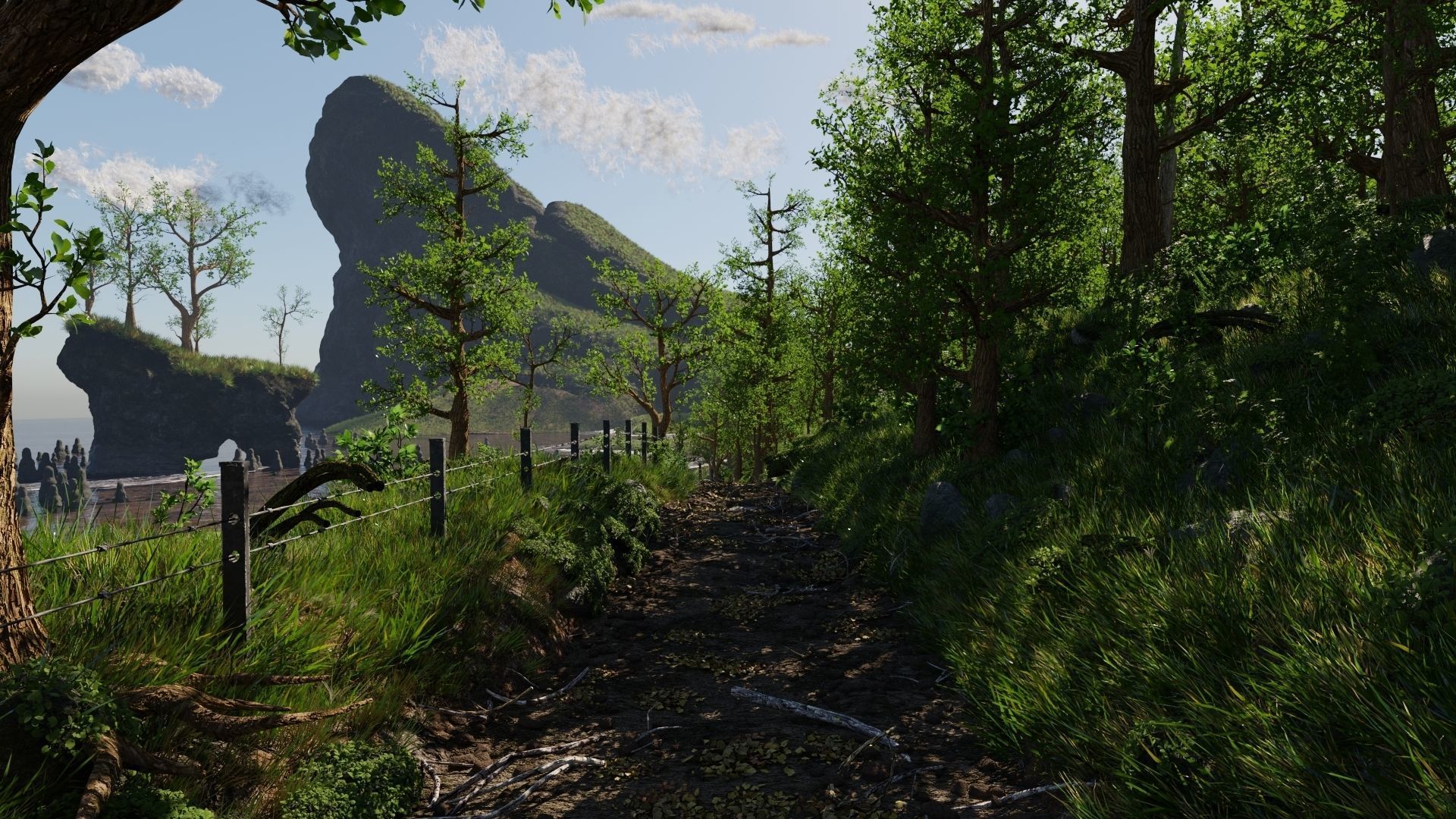 Path Near Ocean Scene 3D model_1