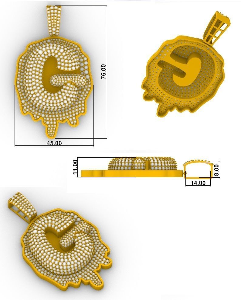 Hihop G pendent 3 inch and 2 inch 3D print model_1