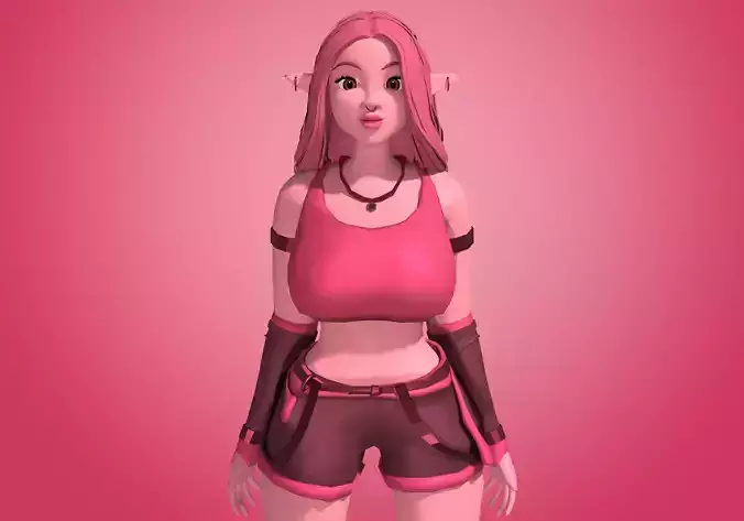 pink woman fantasy elf alien