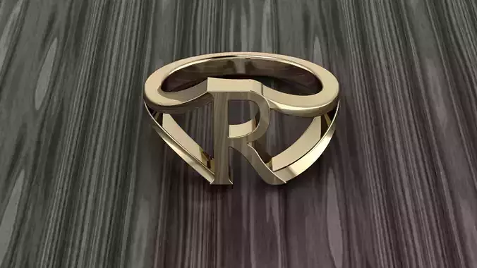 Jewelry Alphabet Ring R 3D print model