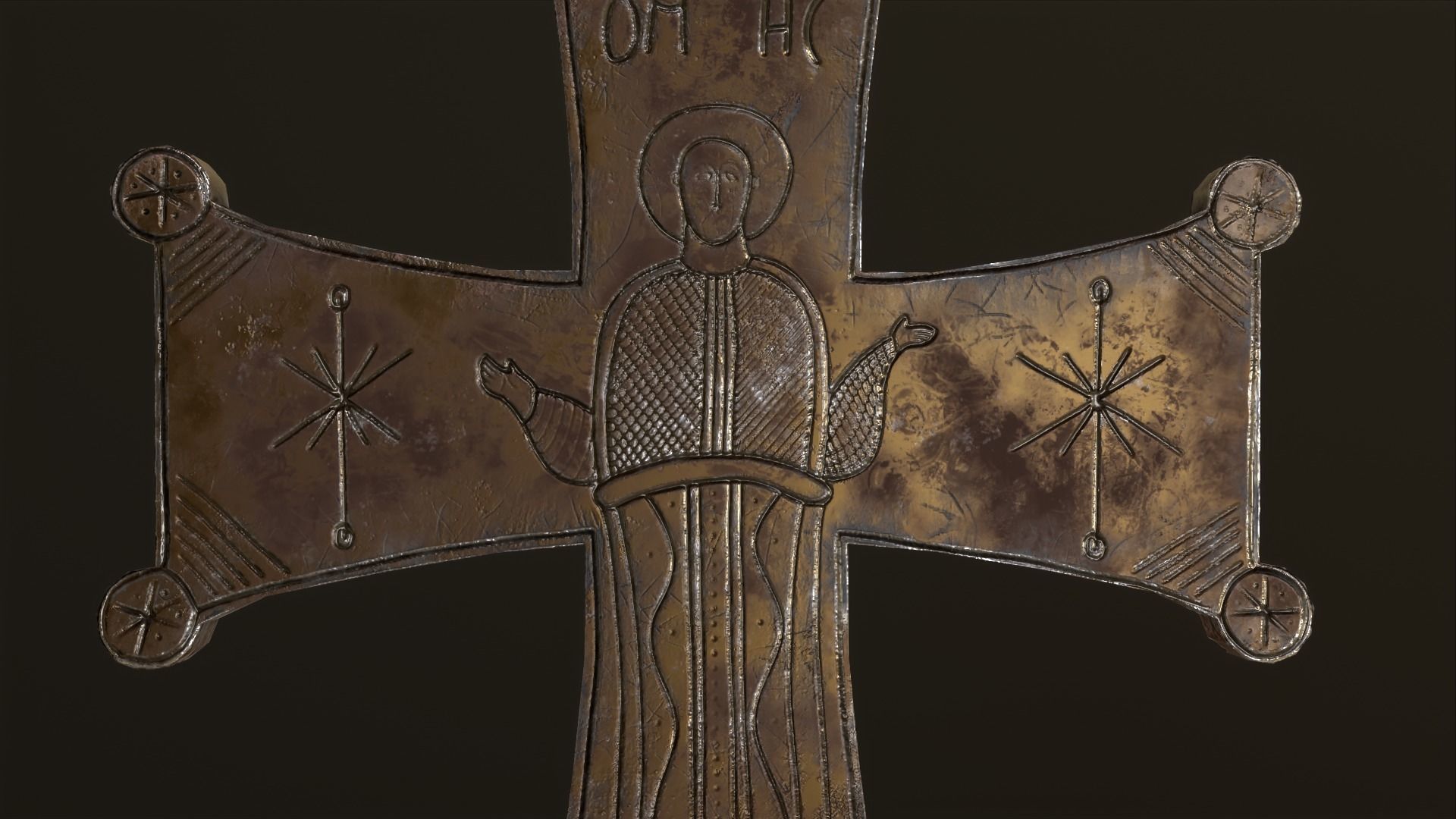 Byzantic cross Low-poly 3D model_9