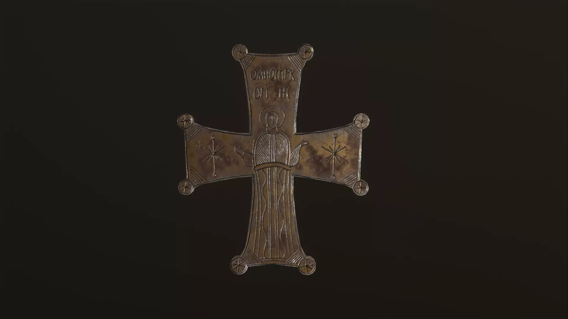 Byzantic cross Low-poly 3D model_0