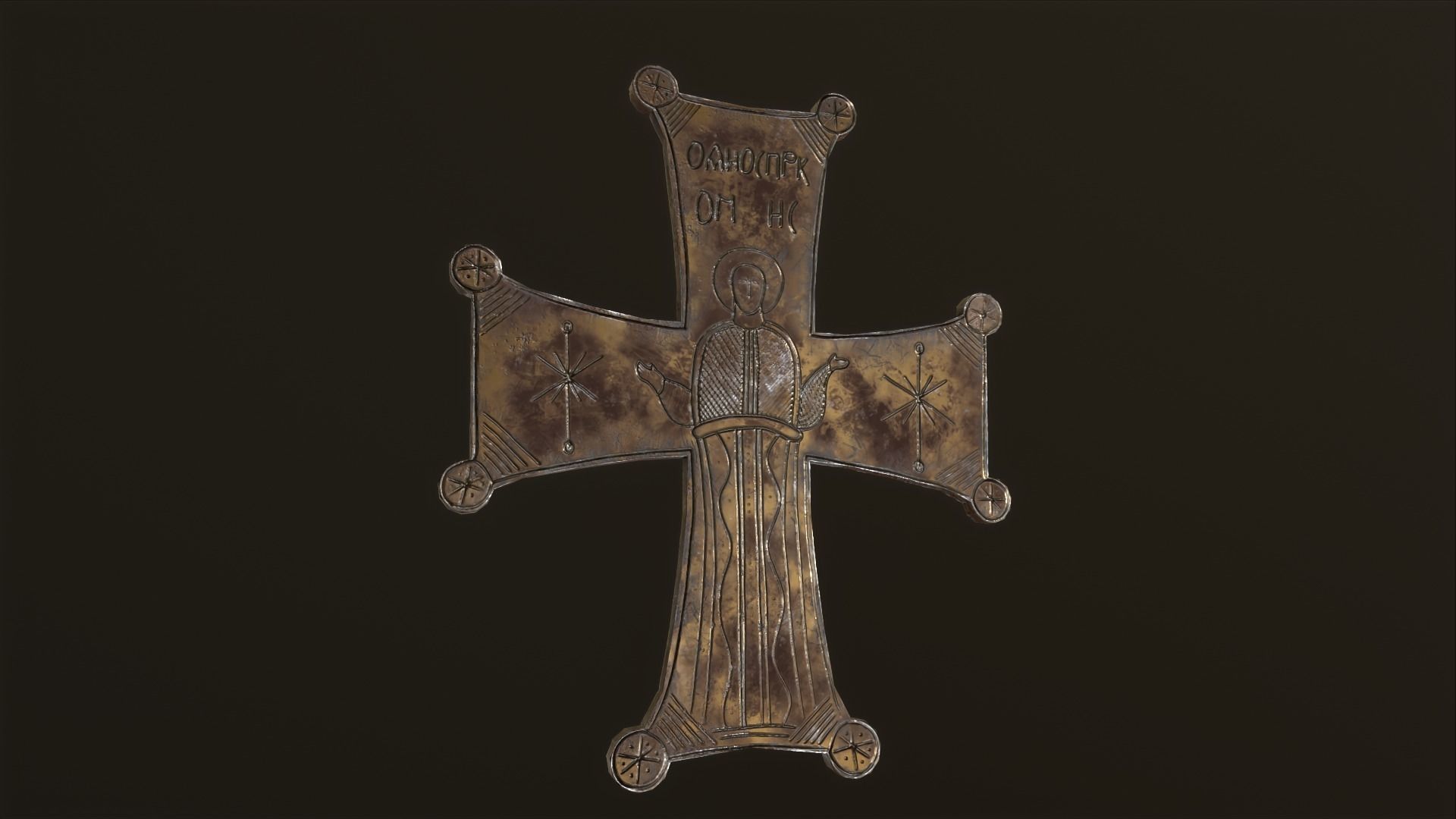 Byzantic cross Low-poly 3D model_8