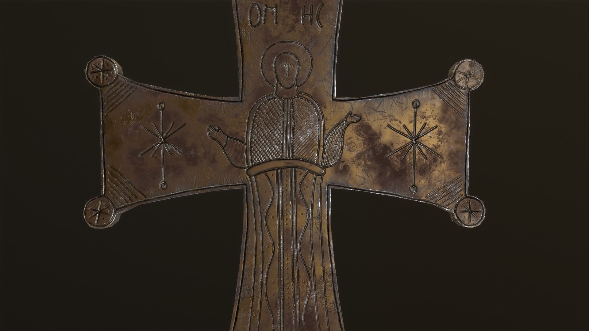 Byzantic cross Low-poly 3D model_5