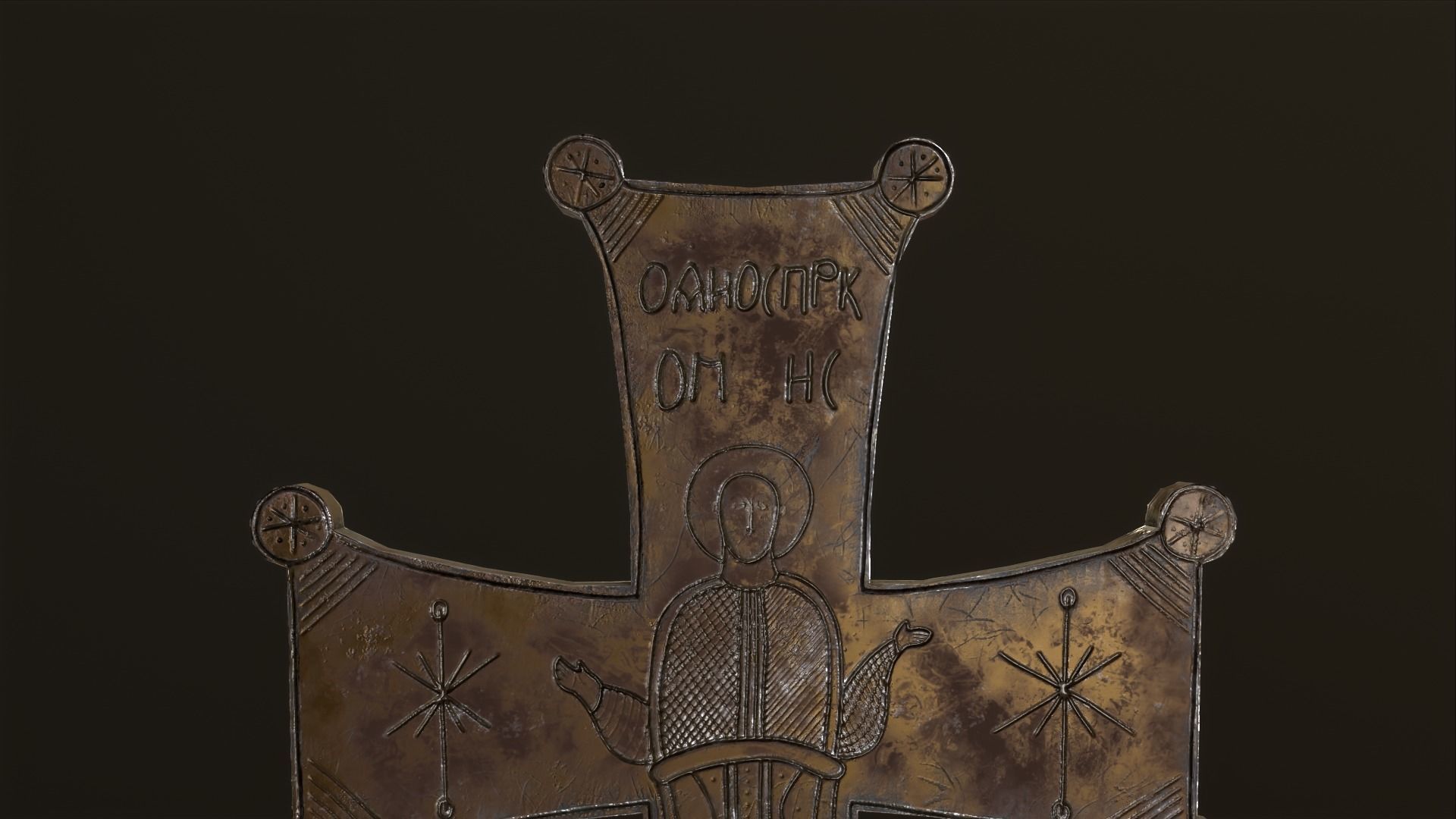 Byzantic cross Low-poly 3D model_6