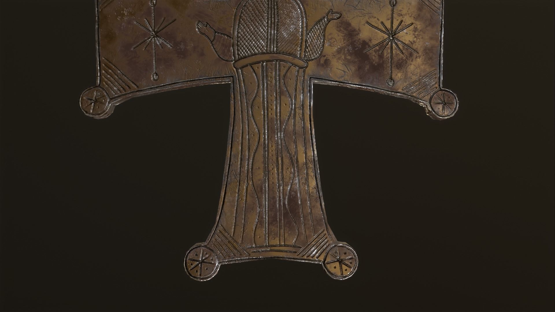 Byzantic cross Low-poly 3D model_4