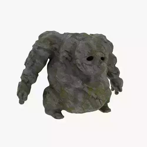 Stone Golem with Moss Low-poly 3D model