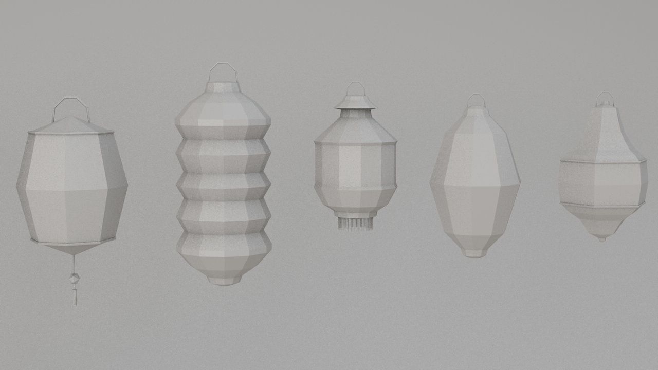 Traditional Chinese Lanterns Low-poly 3D model_30