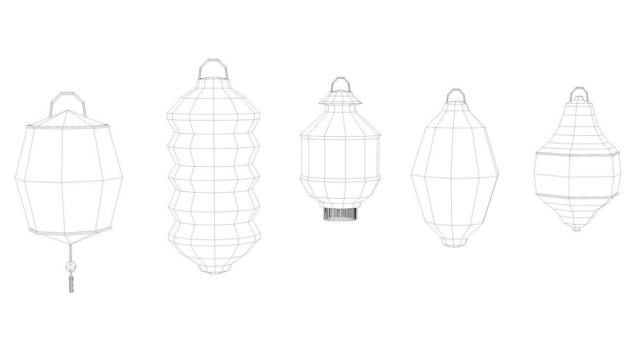 Traditional Chinese Lanterns Low-poly 3D model_31