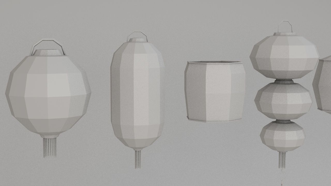 Traditional Chinese Lanterns Low-poly 3D model_29