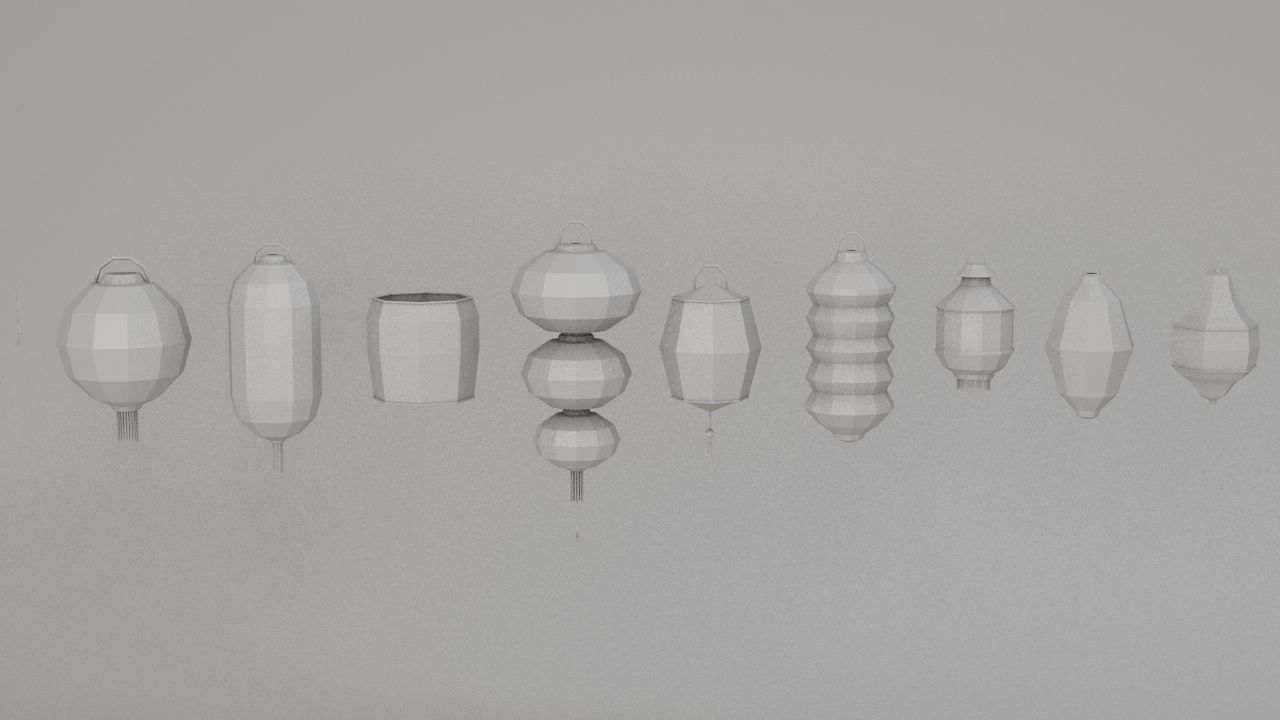 Traditional Chinese Lanterns Low-poly 3D model_28