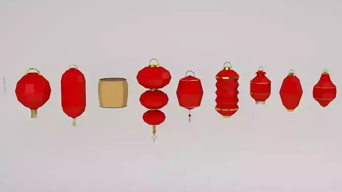 Traditional Chinese Lanterns Low-poly 3D model