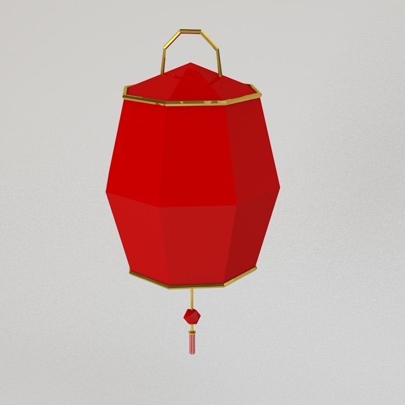 Traditional Chinese Lanterns Low-poly 3D model_5
