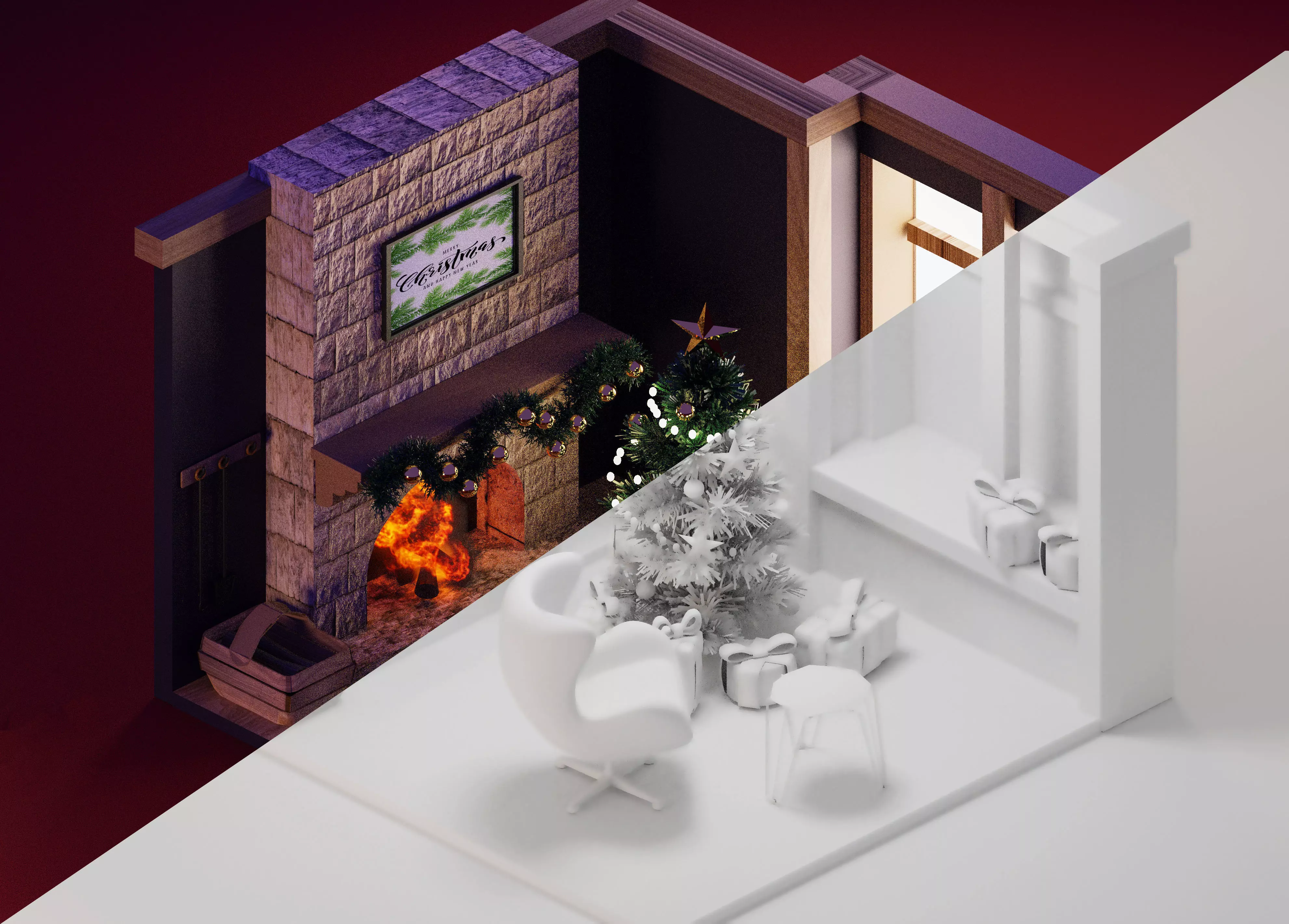 HOME DESIGN NEW YEAR 2022 Low-poly 3D model