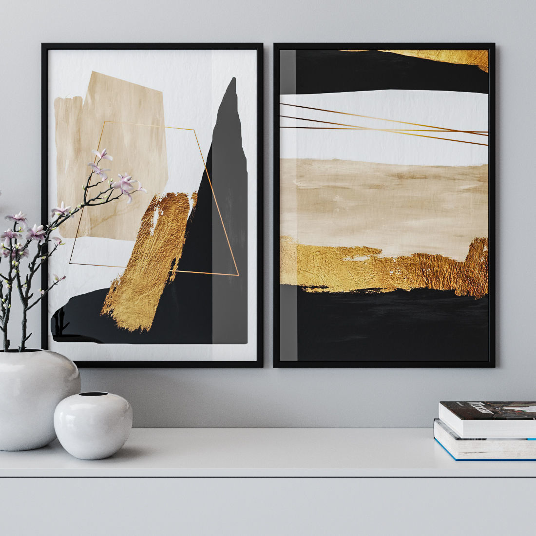 Set of large wall paintings 472 3D model_1