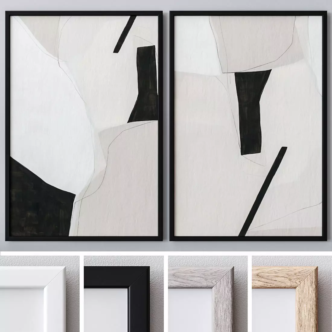 Set of large wall paintings 473 3D model_0