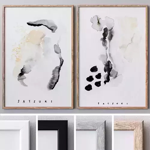 Set of large wall paintings 474 3D model