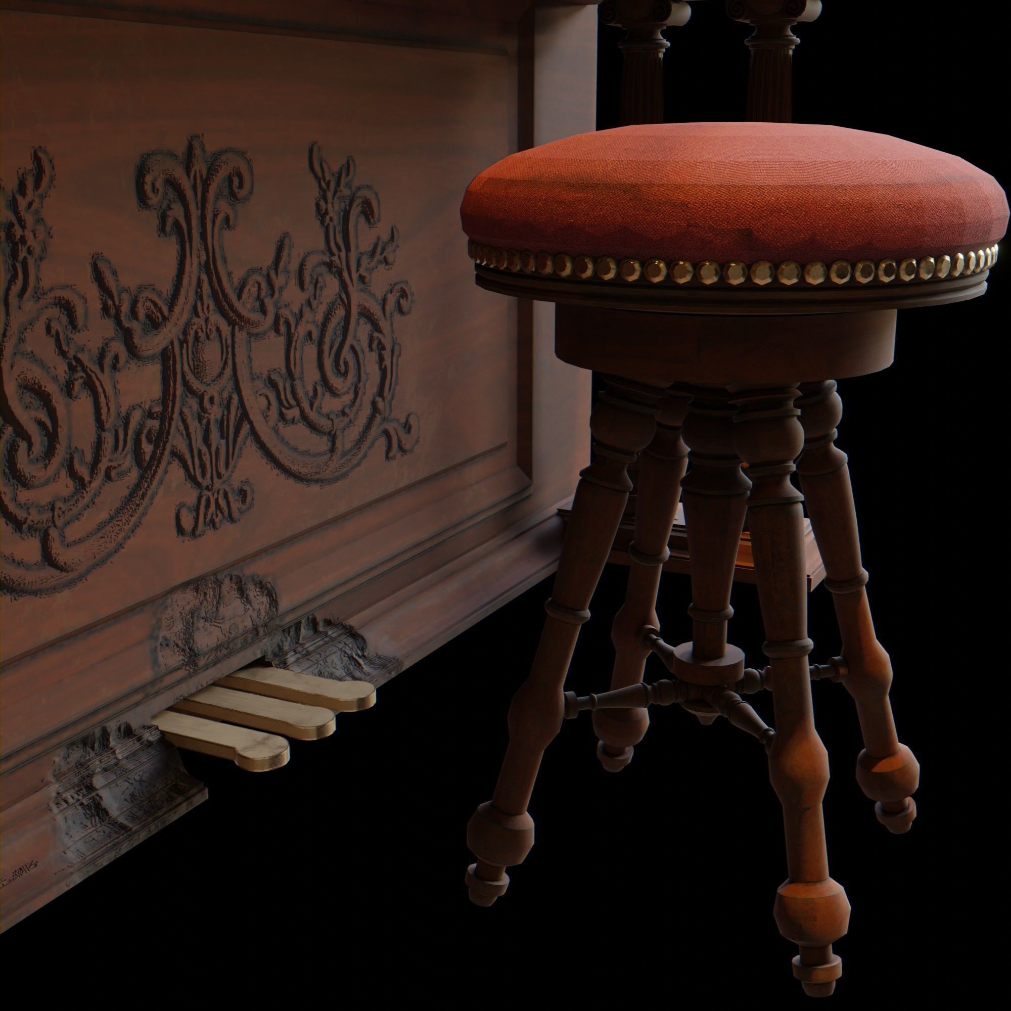 Old Piano 3D model_9