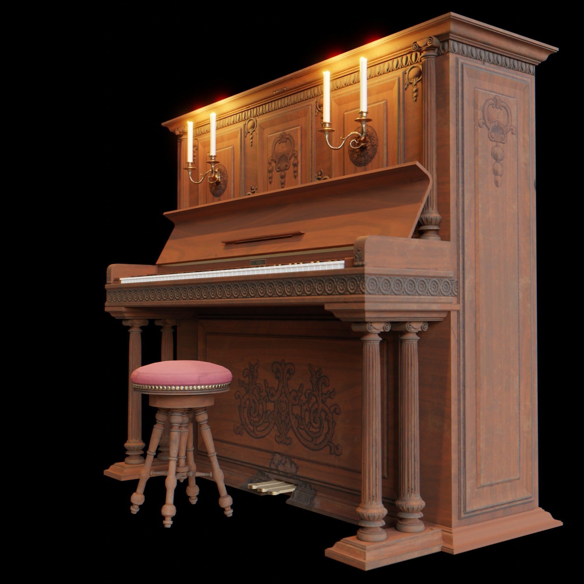 Old Piano 3D model_7