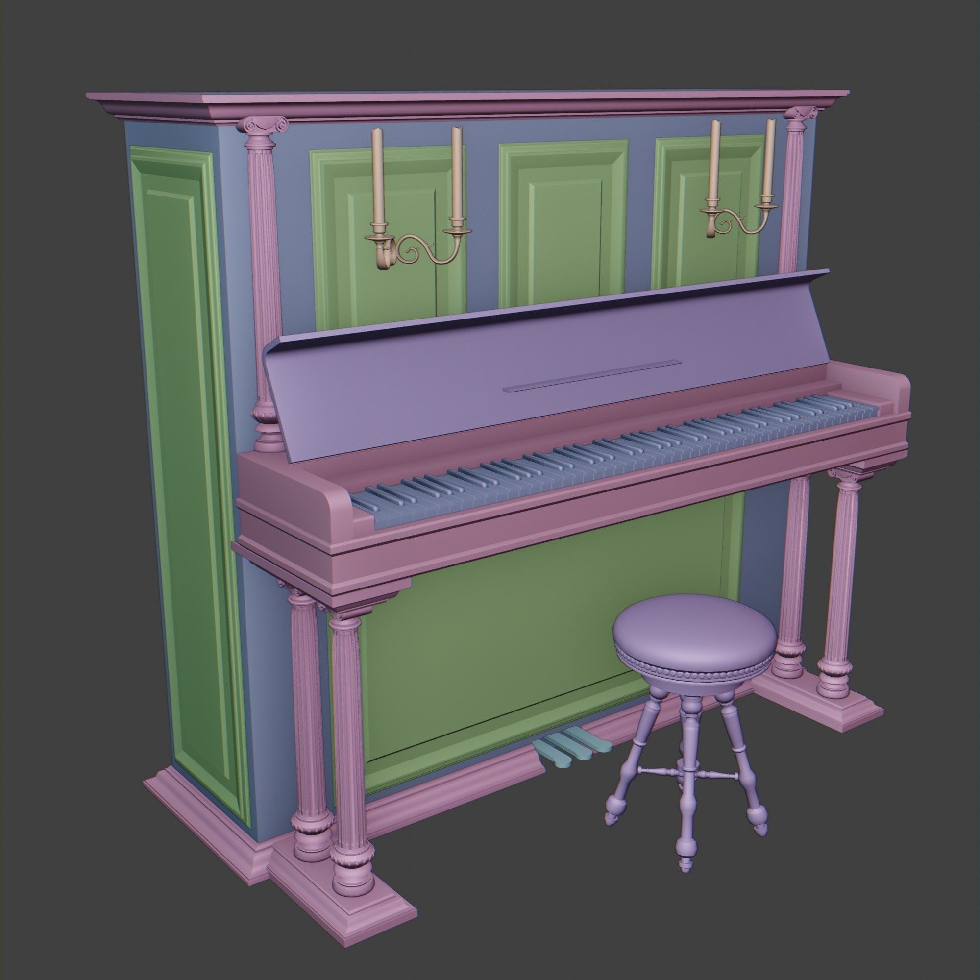 Old Piano 3D model_17