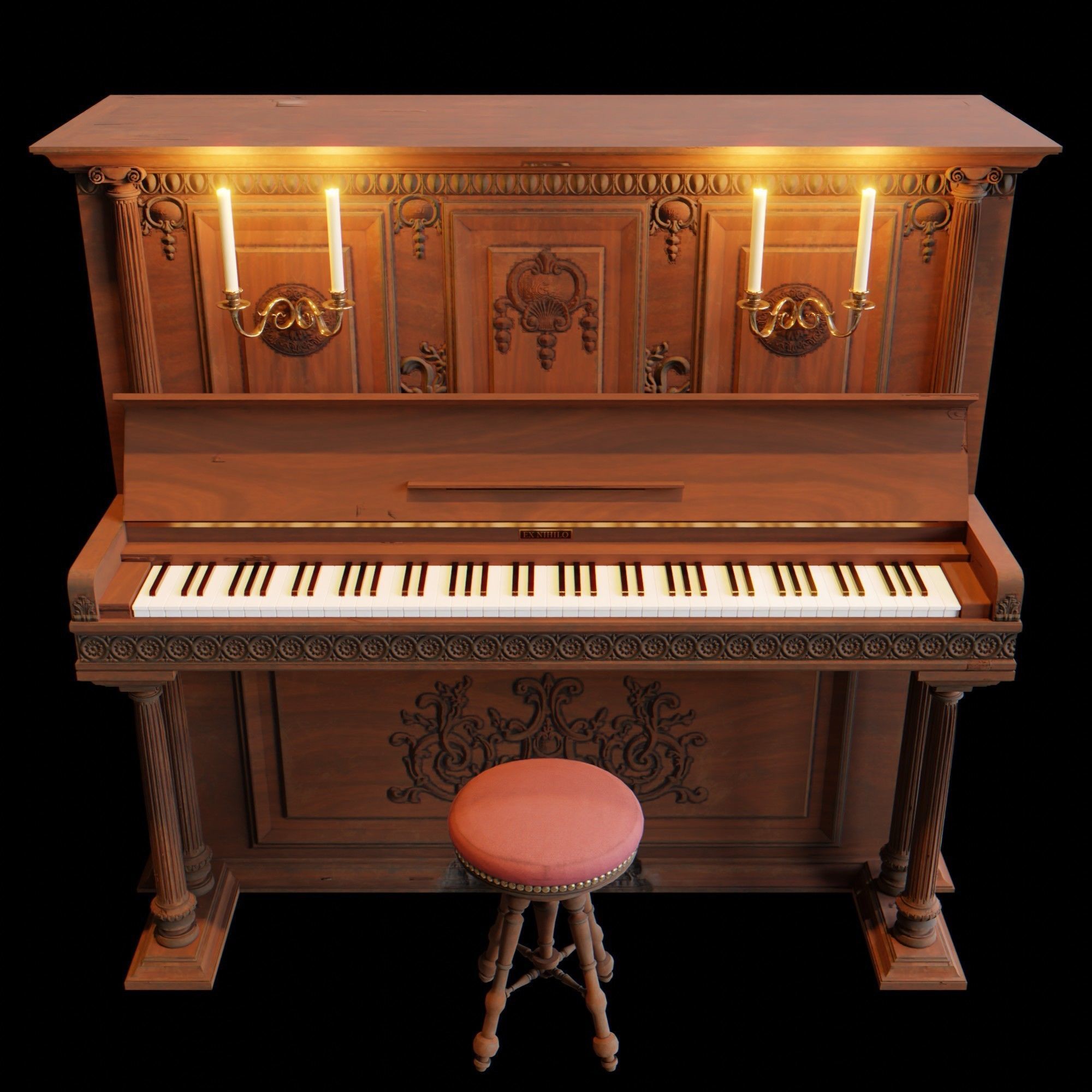 Old Piano 3D model_2