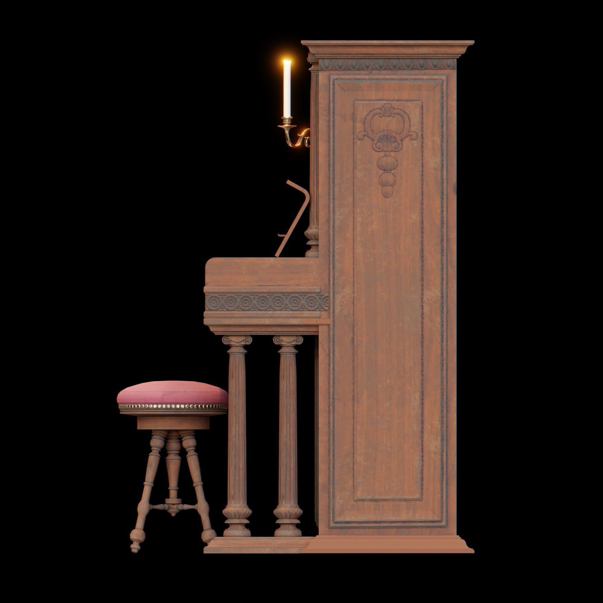 Old Piano 3D model_11