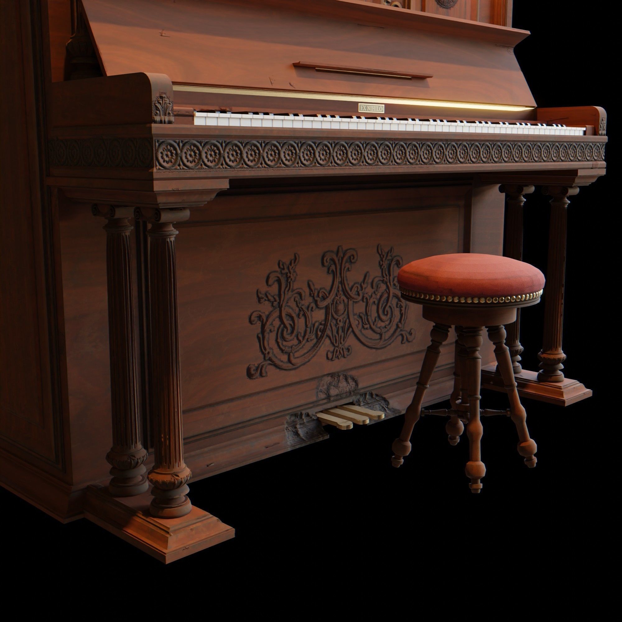Old Piano 3D model_8