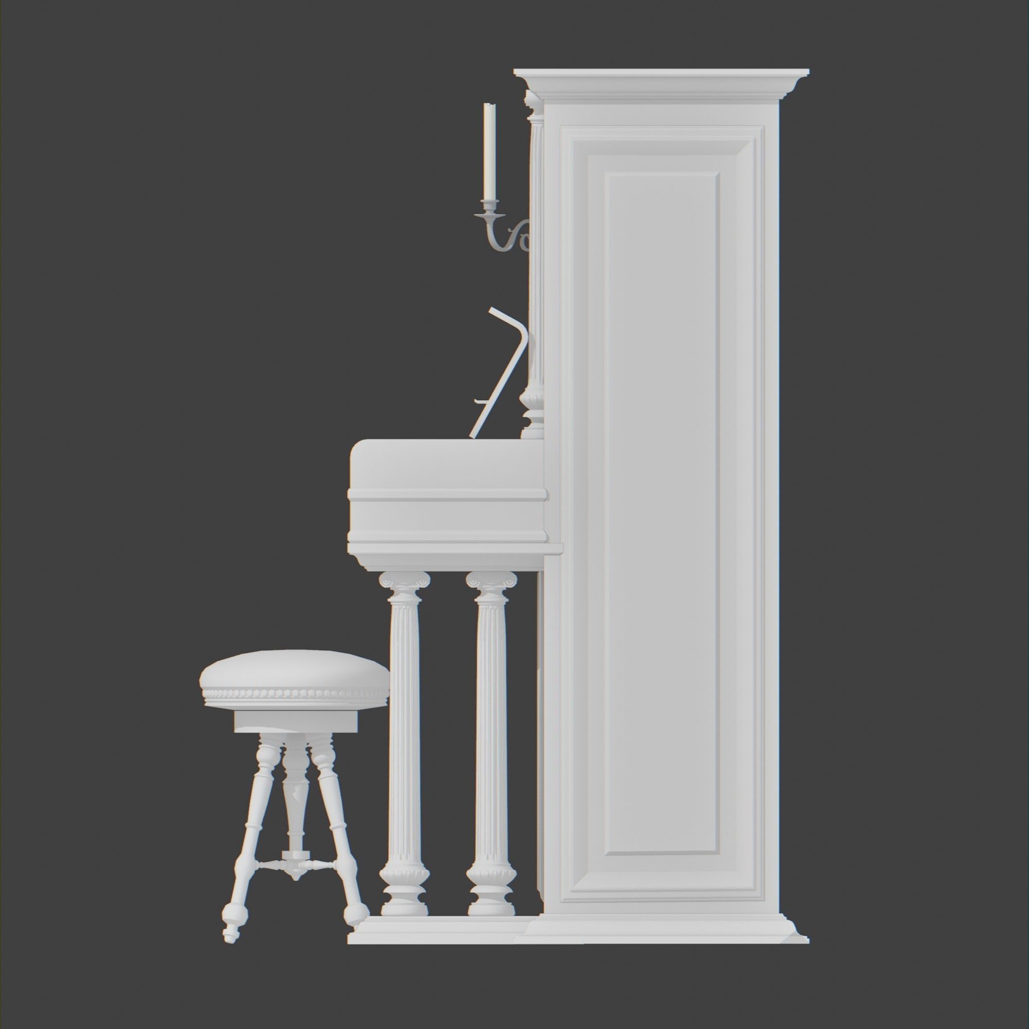 Old Piano 3D model_16