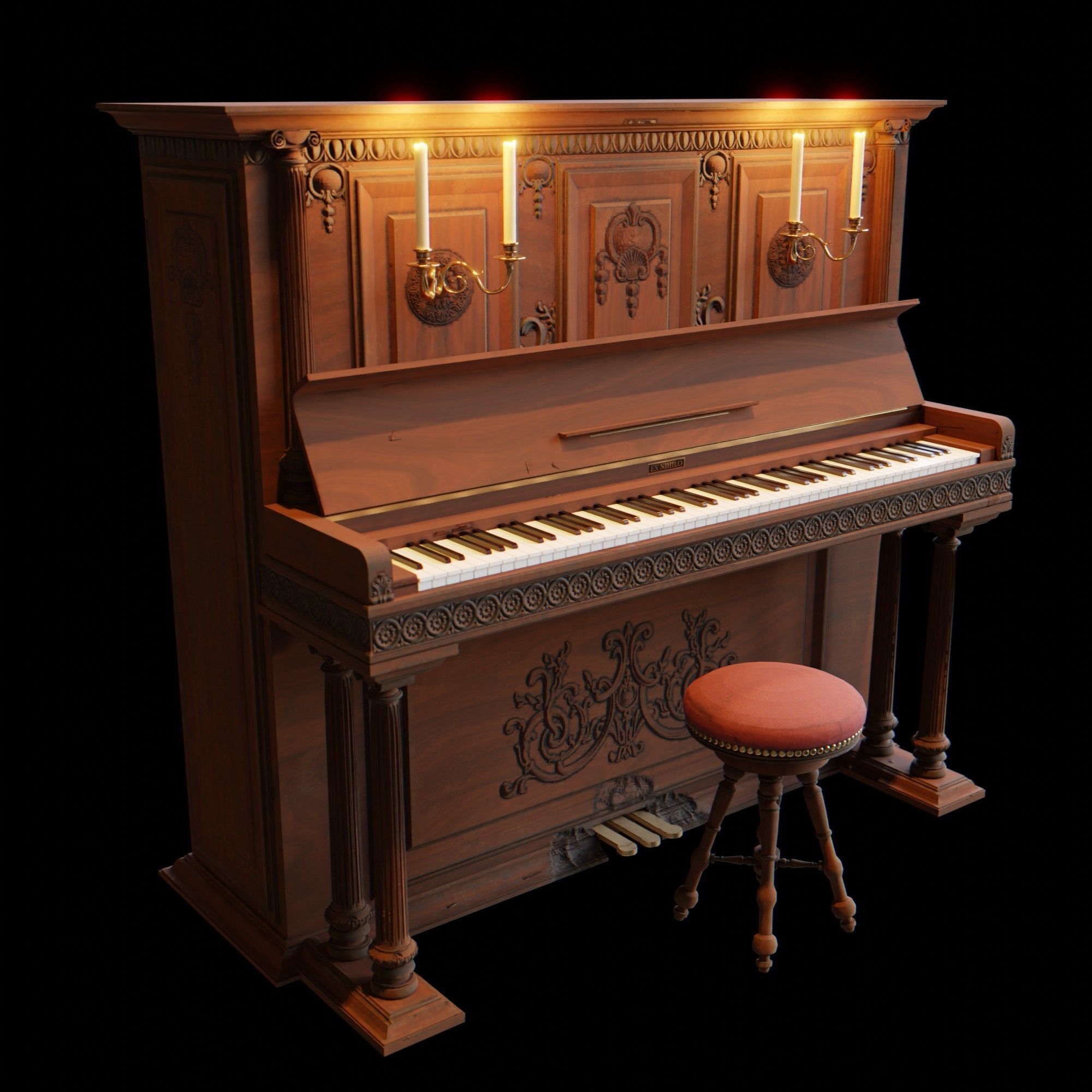 Old Piano 3D model_5