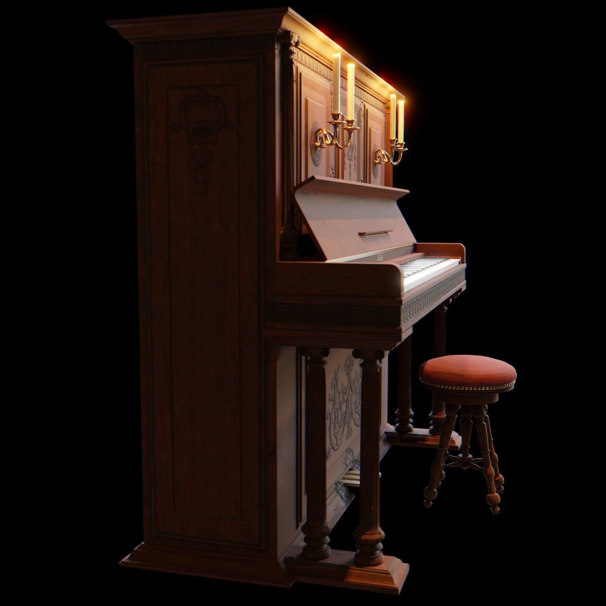 Old Piano 3D model_4