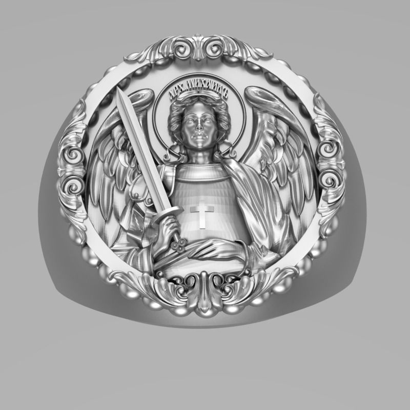 Ring  - archangel Michael 3D print model_1