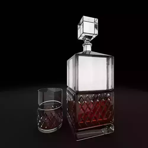Carafe whiskey decanter and glass