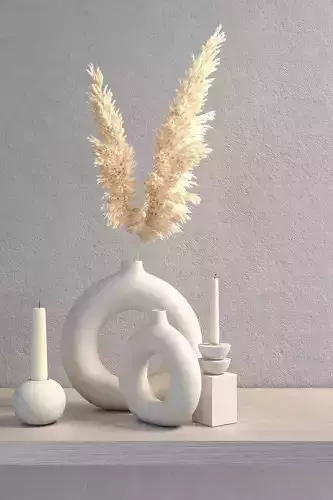HM Stoneware Vase 3 - Light Beige - Decorative Vase 3D model