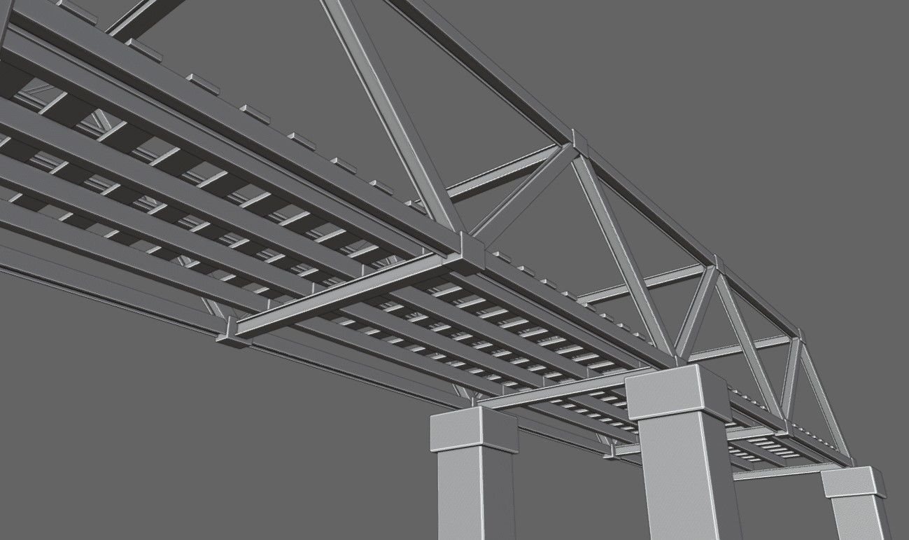 Train Bridge - Iron - Ponte de Trem Low-poly 3D model_20