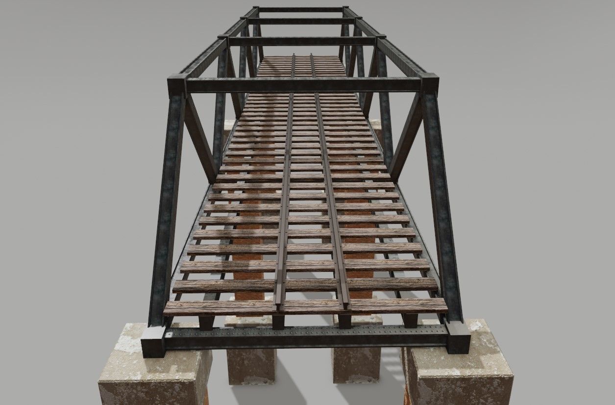 Train Bridge - Iron - Ponte de Trem Low-poly 3D model_10