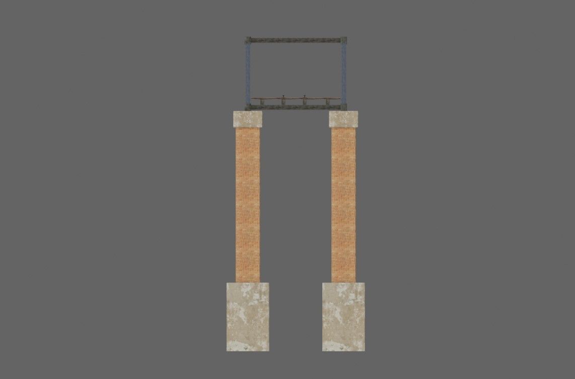 Train Bridge - Iron - Ponte de Trem Low-poly 3D model_16