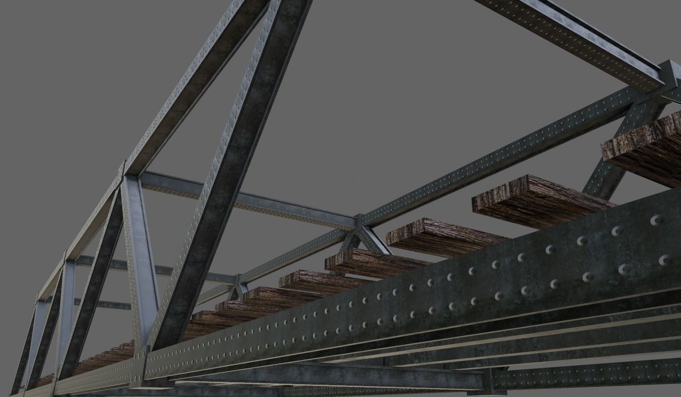 Train Bridge - Iron - Ponte de Trem Low-poly 3D model_14