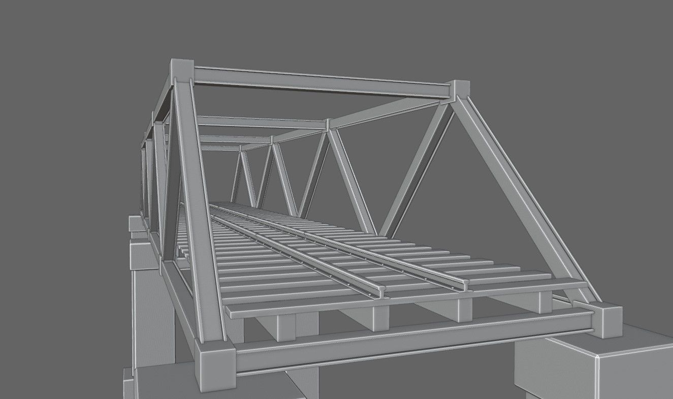 Train Bridge - Iron - Ponte de Trem Low-poly 3D model_21