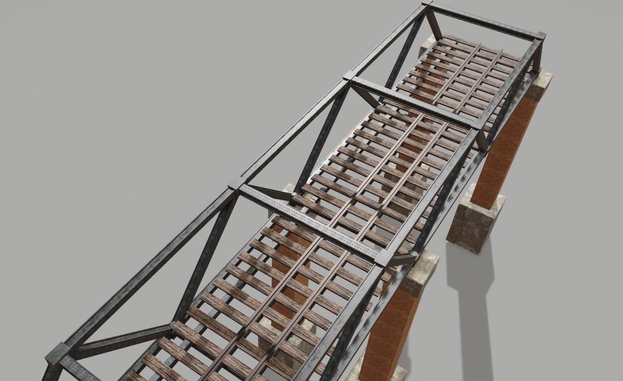 Train Bridge - Iron - Ponte de Trem Low-poly 3D model_9
