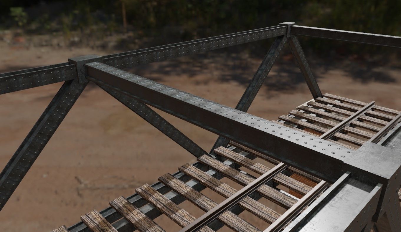 Train Bridge - Iron - Ponte de Trem Low-poly 3D model_7