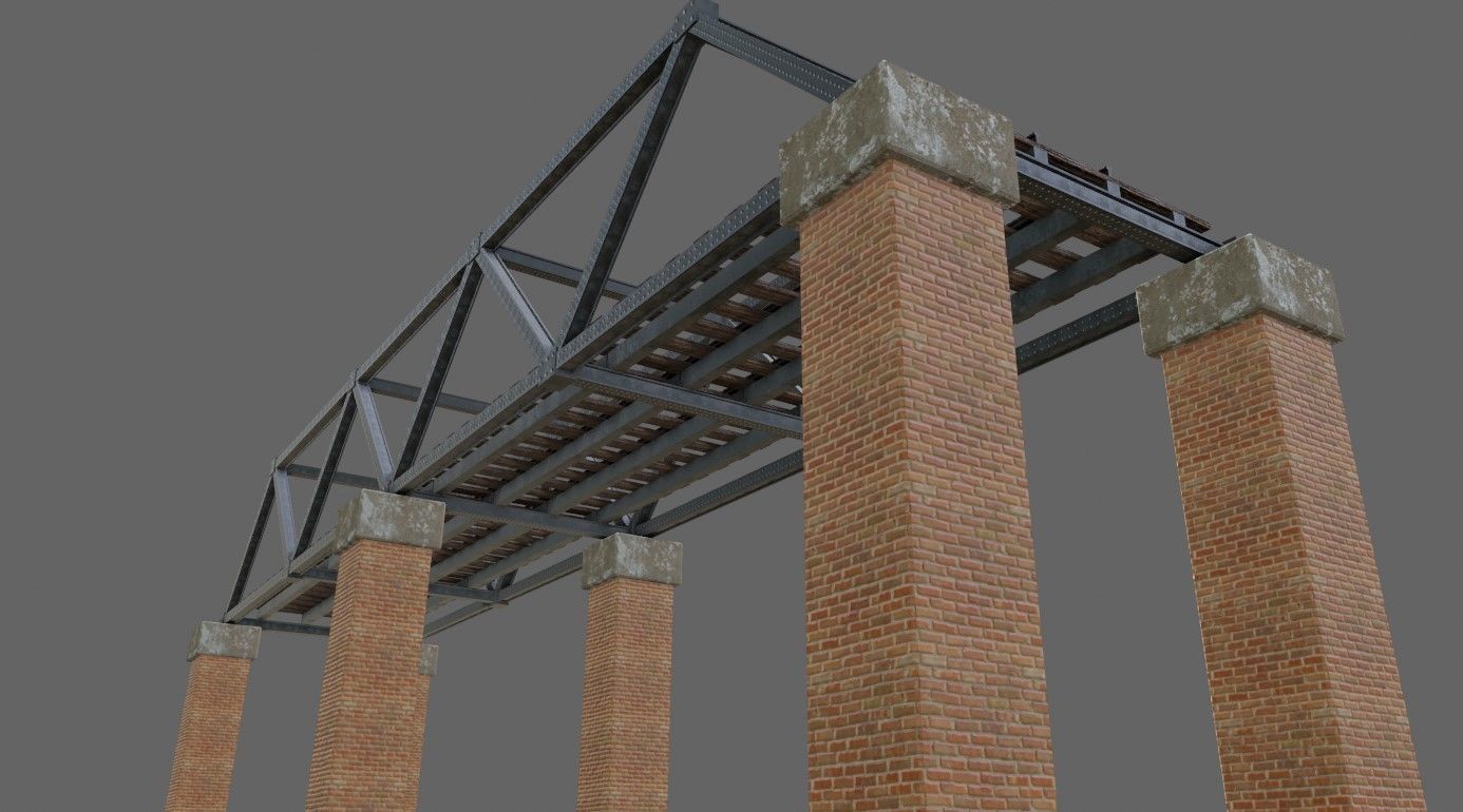 Train Bridge - Iron - Ponte de Trem Low-poly 3D model_13
