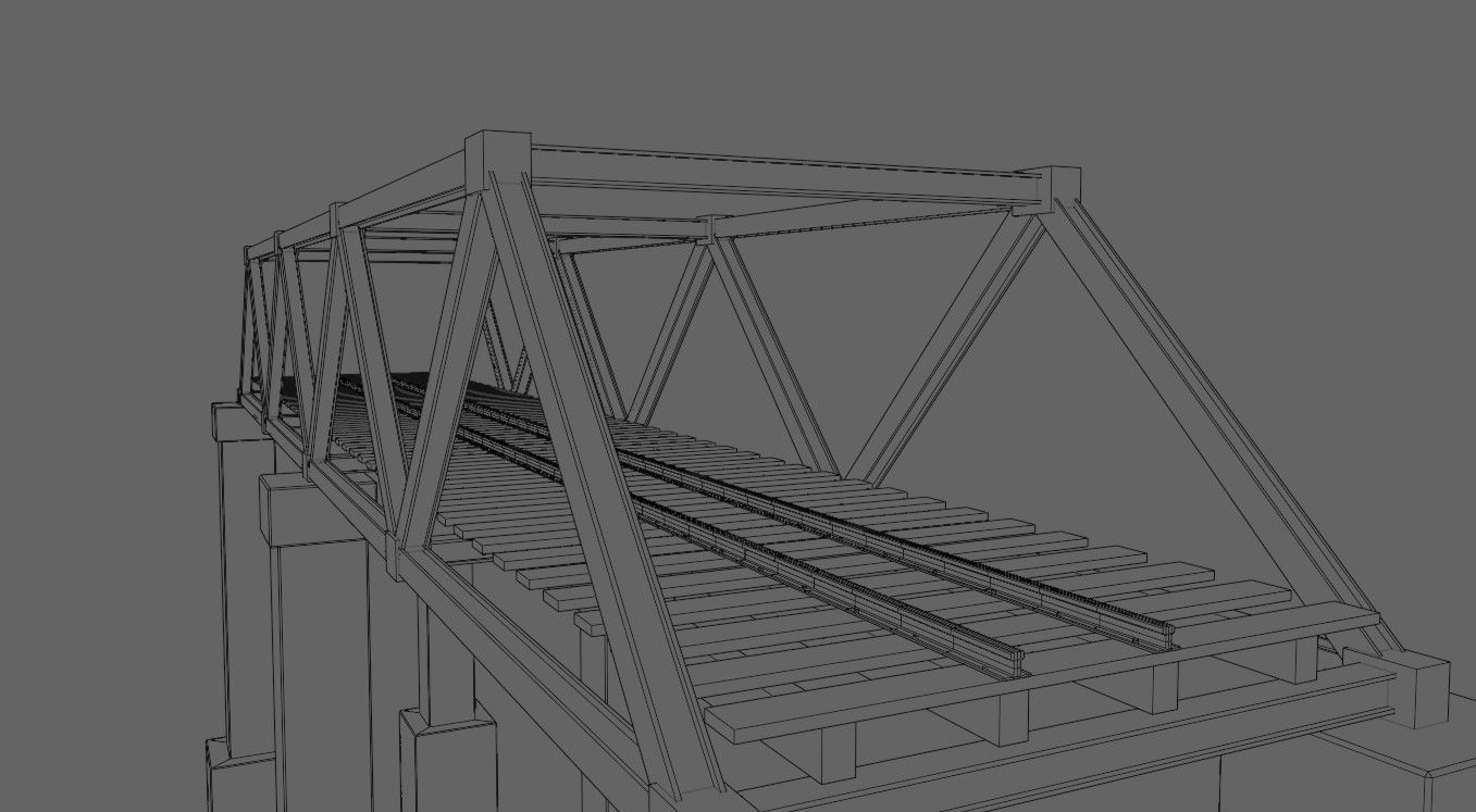 Train Bridge - Iron - Ponte de Trem Low-poly 3D model_22