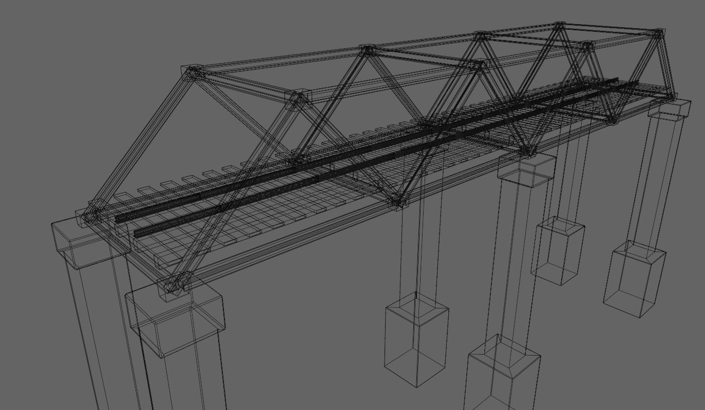 Train Bridge - Iron - Ponte de Trem Low-poly 3D model_23
