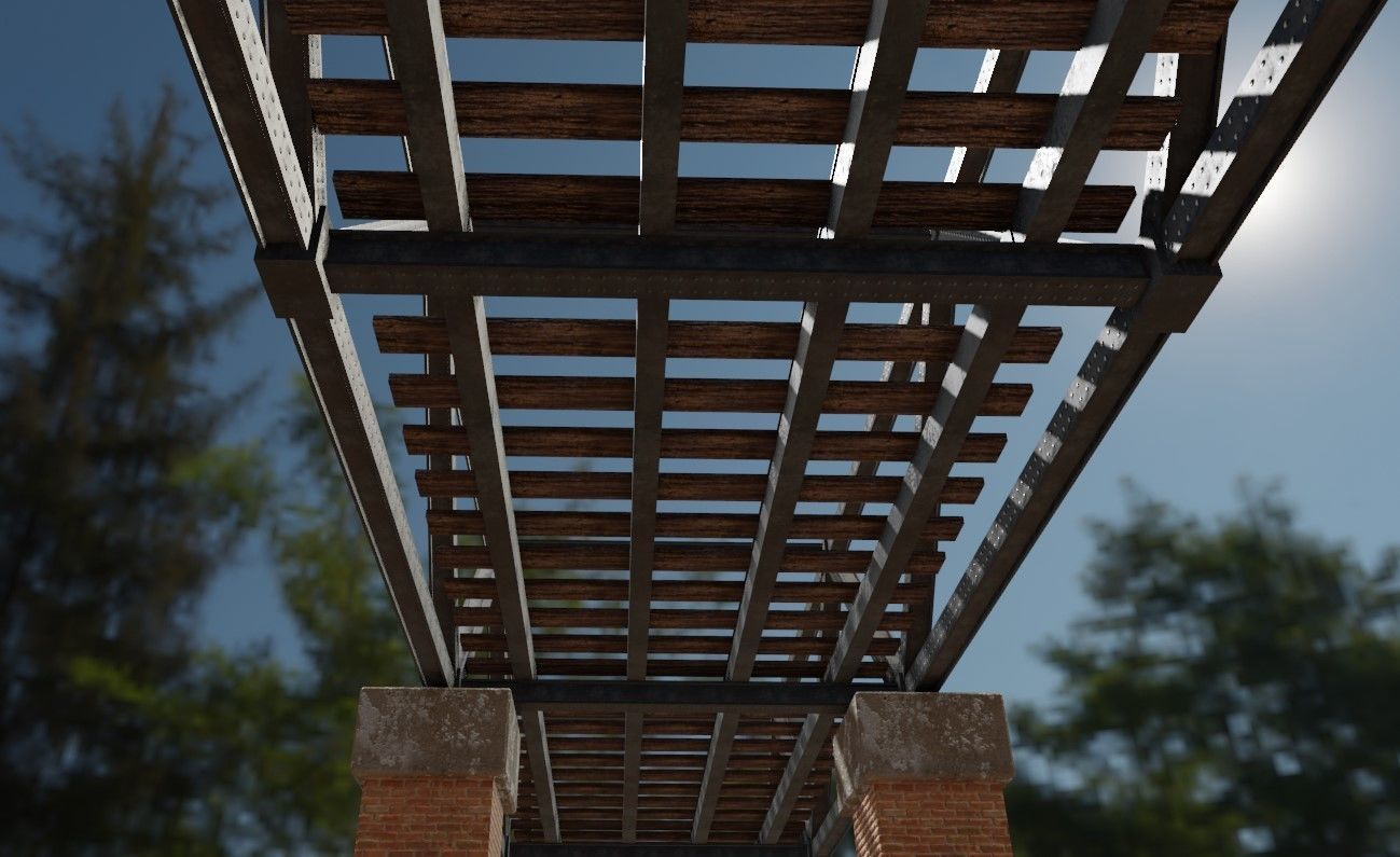 Train Bridge - Iron - Ponte de Trem Low-poly 3D model_4
