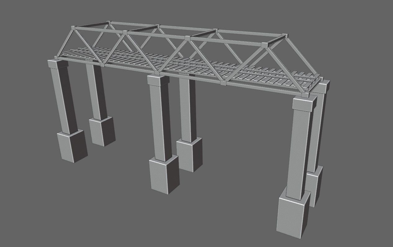 Train Bridge - Iron - Ponte de Trem Low-poly 3D model_18