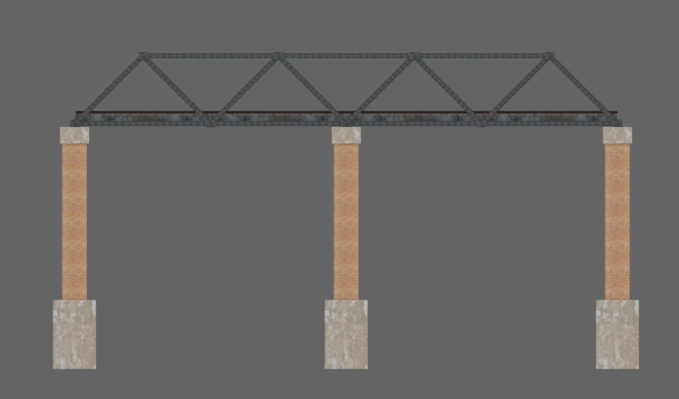 Train Bridge - Iron - Ponte de Trem Low-poly 3D model_17