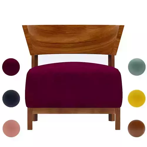 Easy-chair-Flexform armchair in burgundy velvet