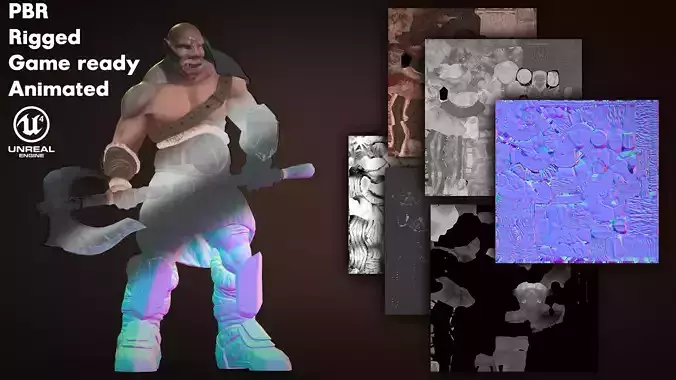 Orc with axe Low-poly 3D model Free low-poly 3D model